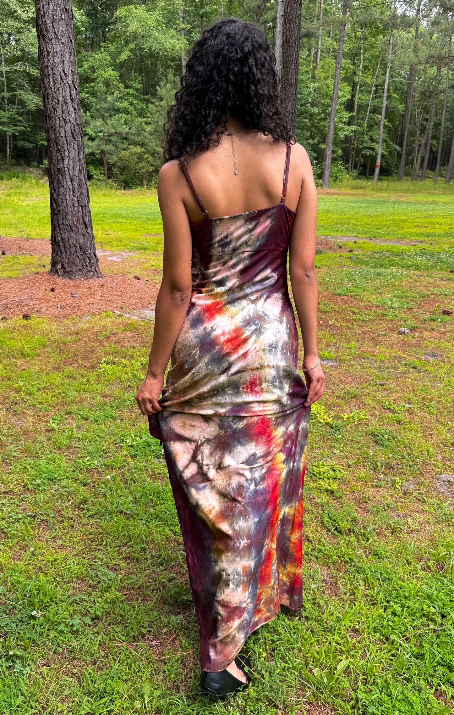 City Sunset Ice Tie Dye Maxi Side Split Dress - Medium