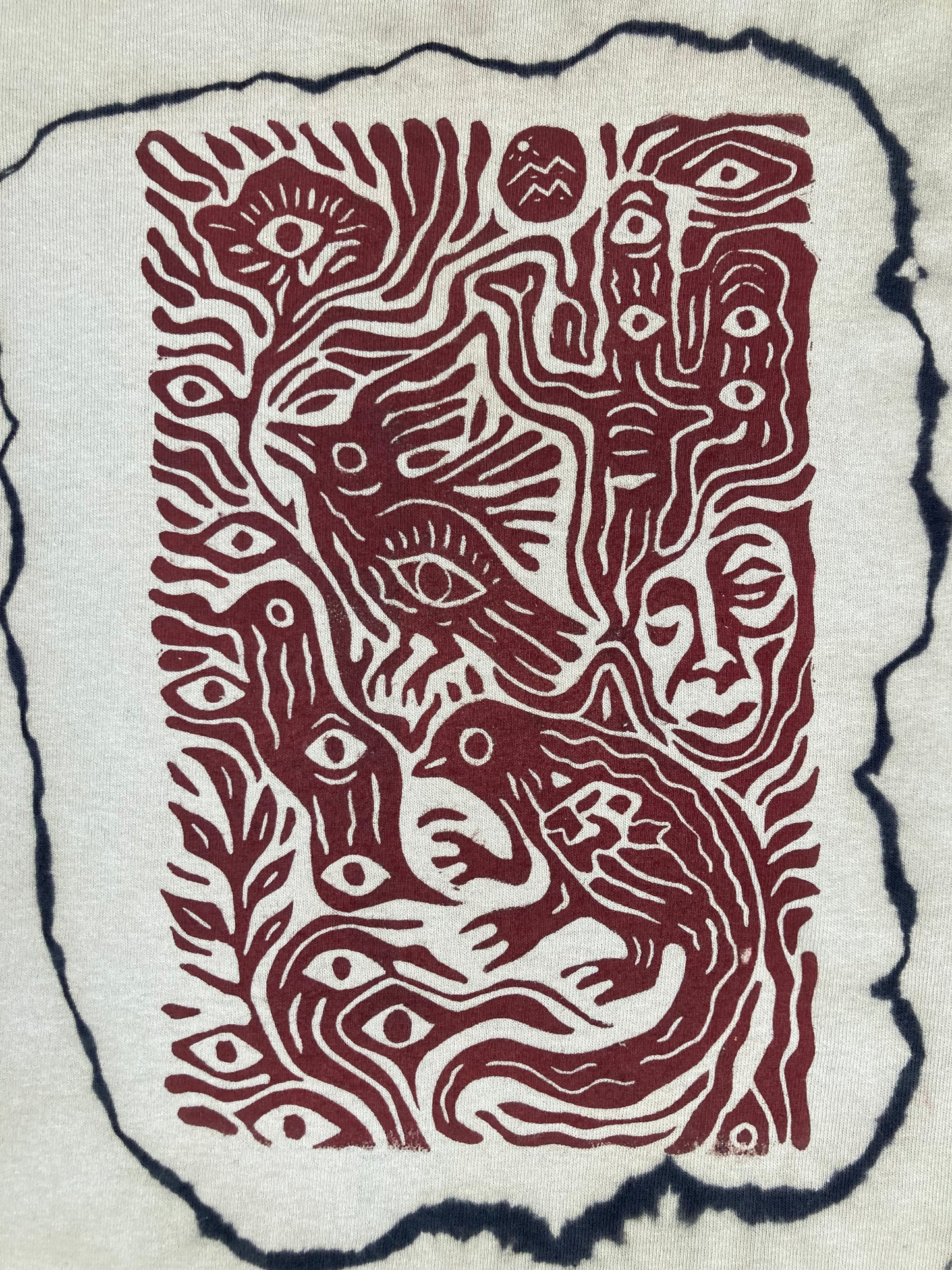 Abstract Midwest Reverse Tie Dye Block Printed T-Shirt