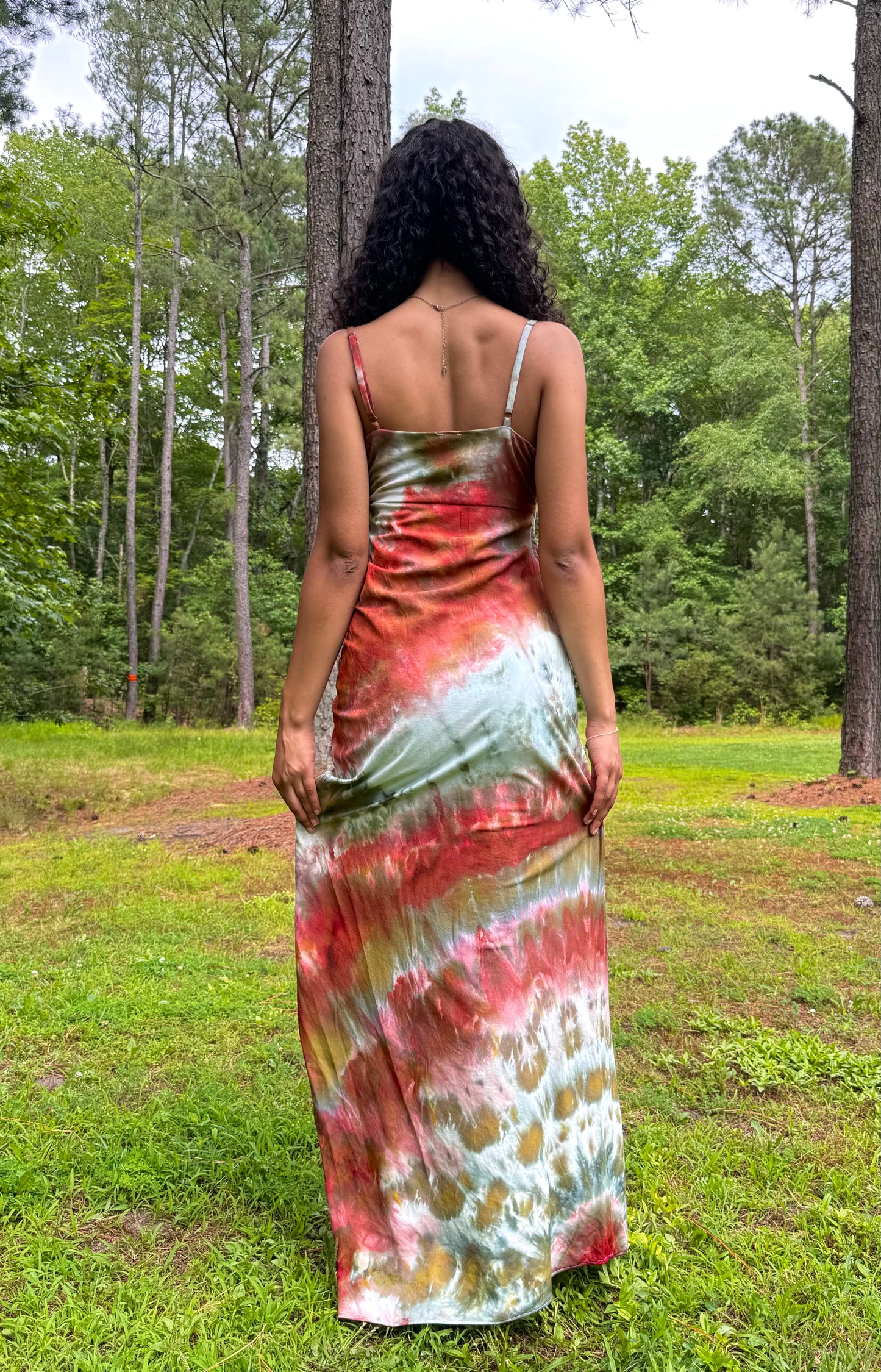 Midwest Terracotta Ice Tie Dye Maxi Side Split Dress - Medium