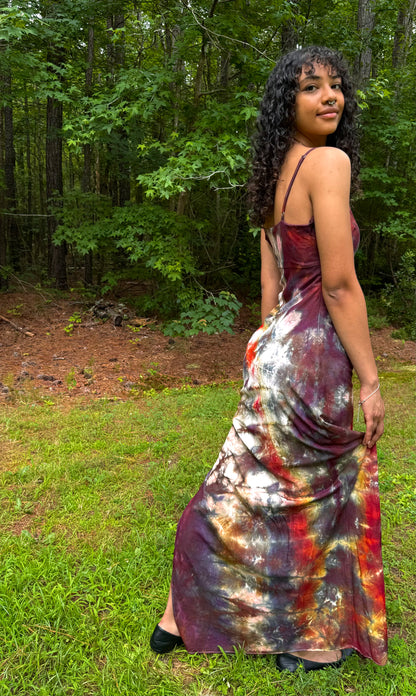 City Sunset Ice Tie Dye Maxi Side Split Dress - Medium