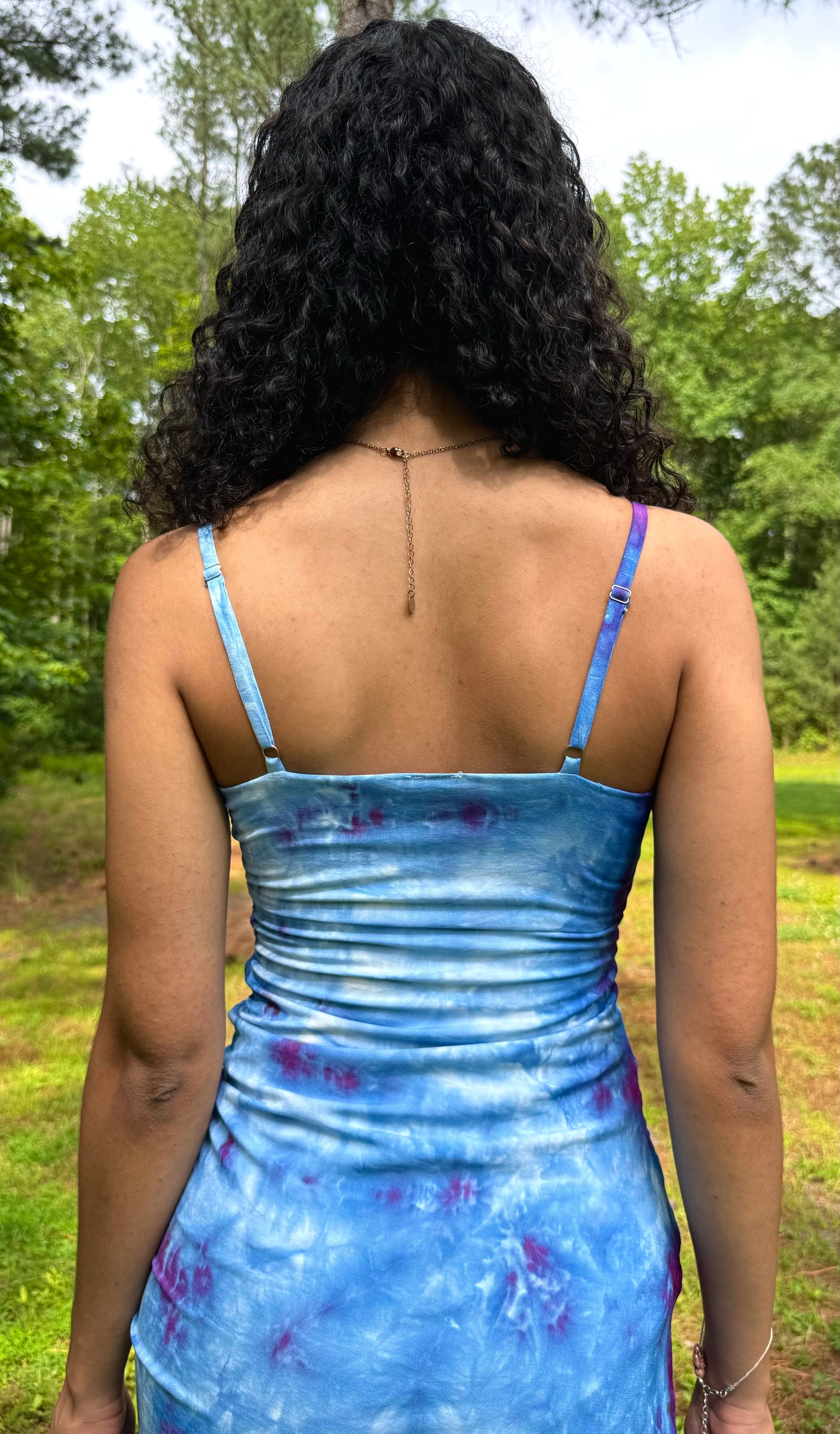 Iced Raspberry Side Split Tie Dye Maxi Dress XS