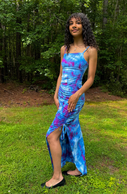 Iced Raspberry Side Split Tie Dye Maxi Dress XS