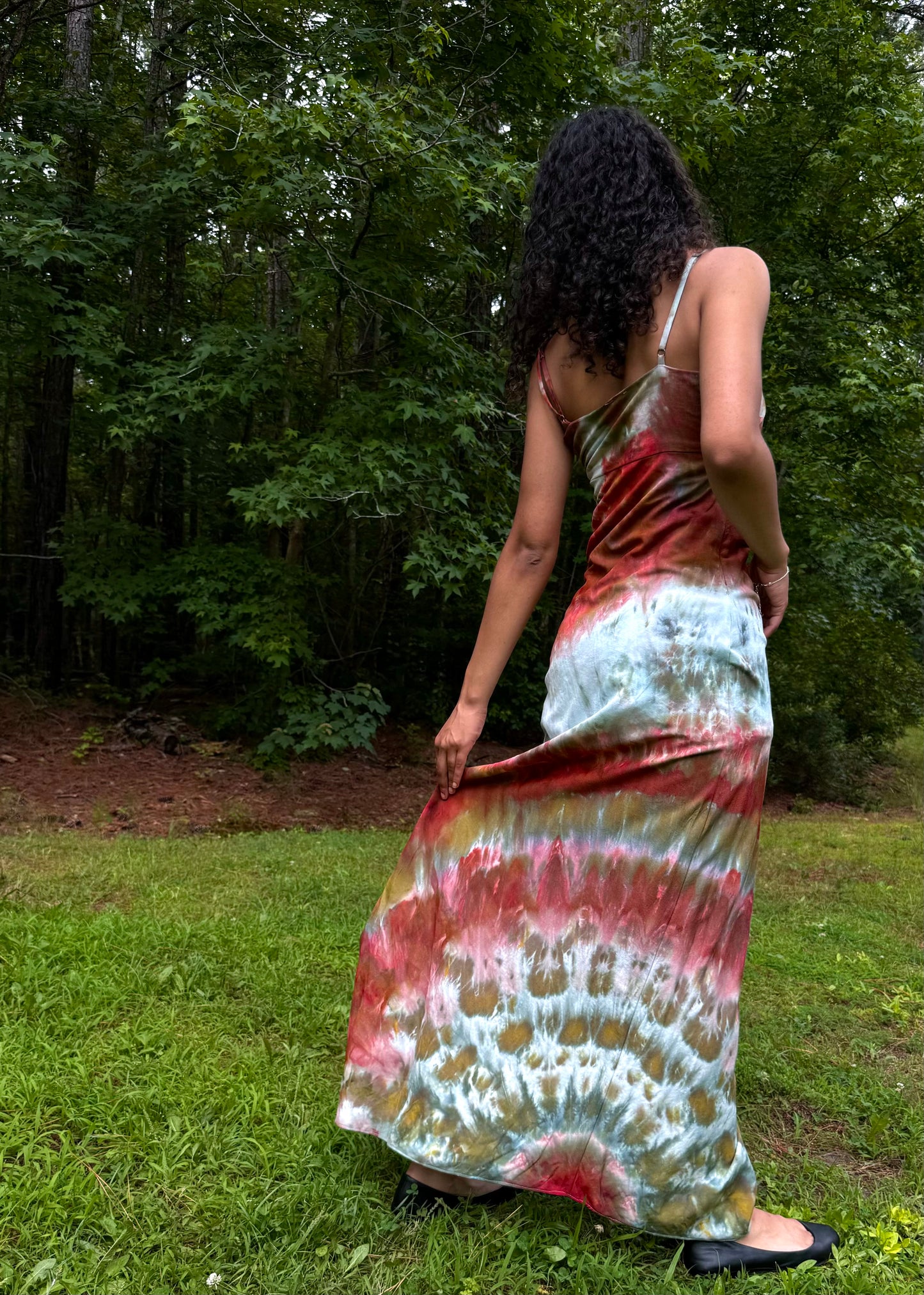 Midwest Terracotta Ice Tie Dye Maxi Side Split Dress - Medium