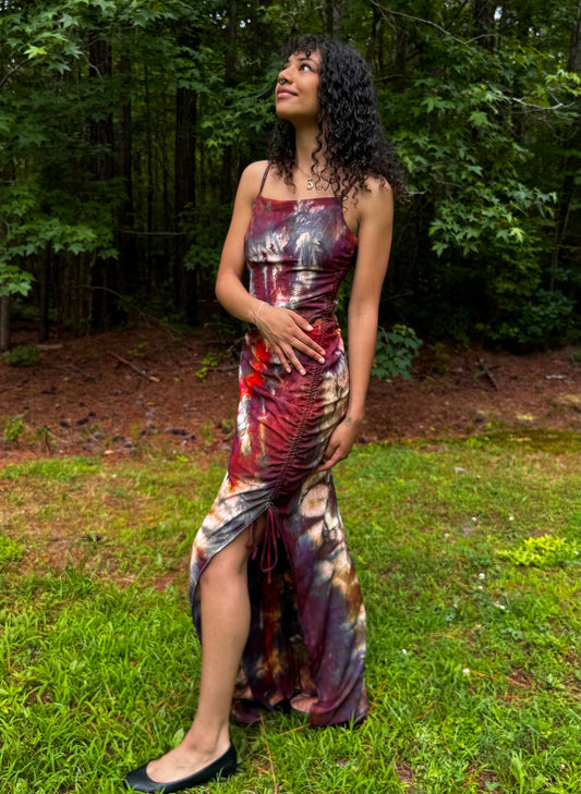 City Sunset Ice Tie Dye Maxi Side Split Dress - Medium