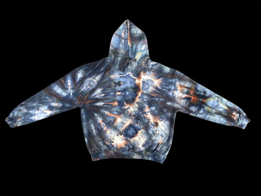 Side Spiral Pillars & Lava Ice Tie Dye XL Hoodie