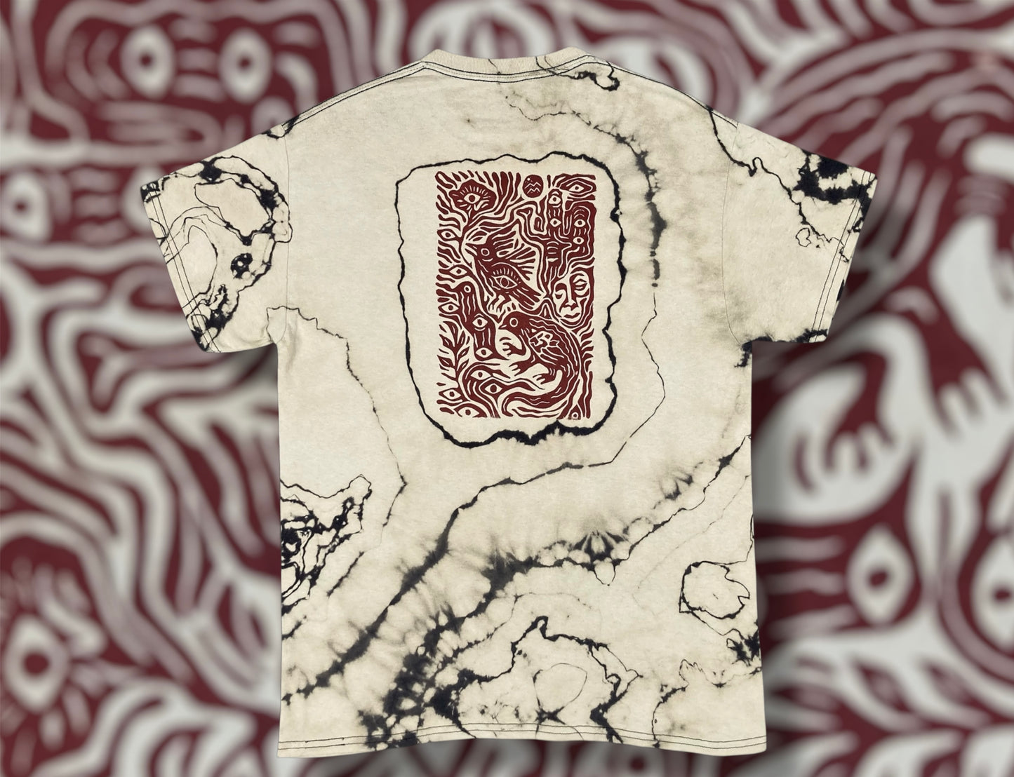 Abstract Midwest Reverse Tie Dye Block Printed T-Shirt